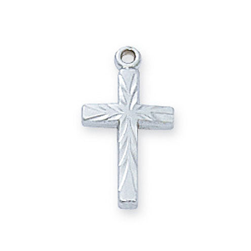 Small Diamond Cut Sterling Silver Cross Pendant L8001