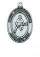 Sterling Silver Boys Oval LaCrosse Medal on 24" chain L675LC