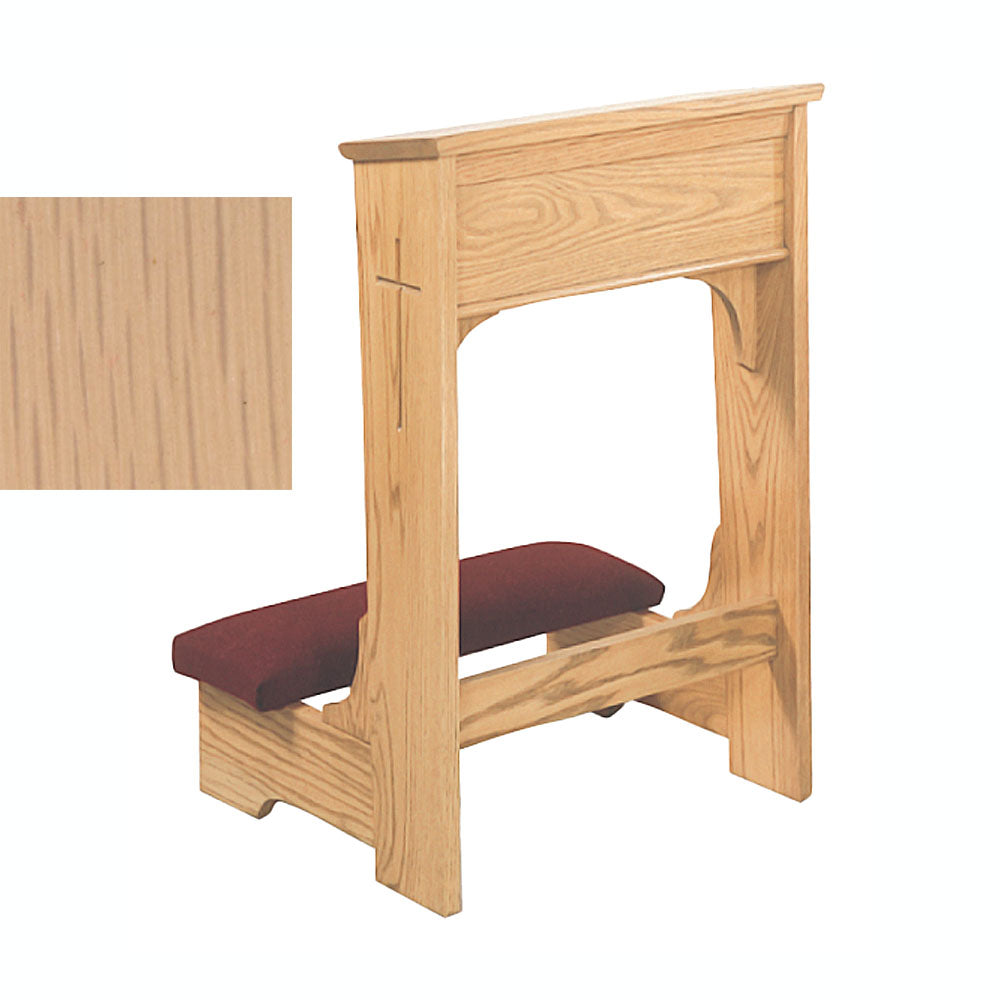 Limed Oak Open Front Kneeler with Engraved Cross W57