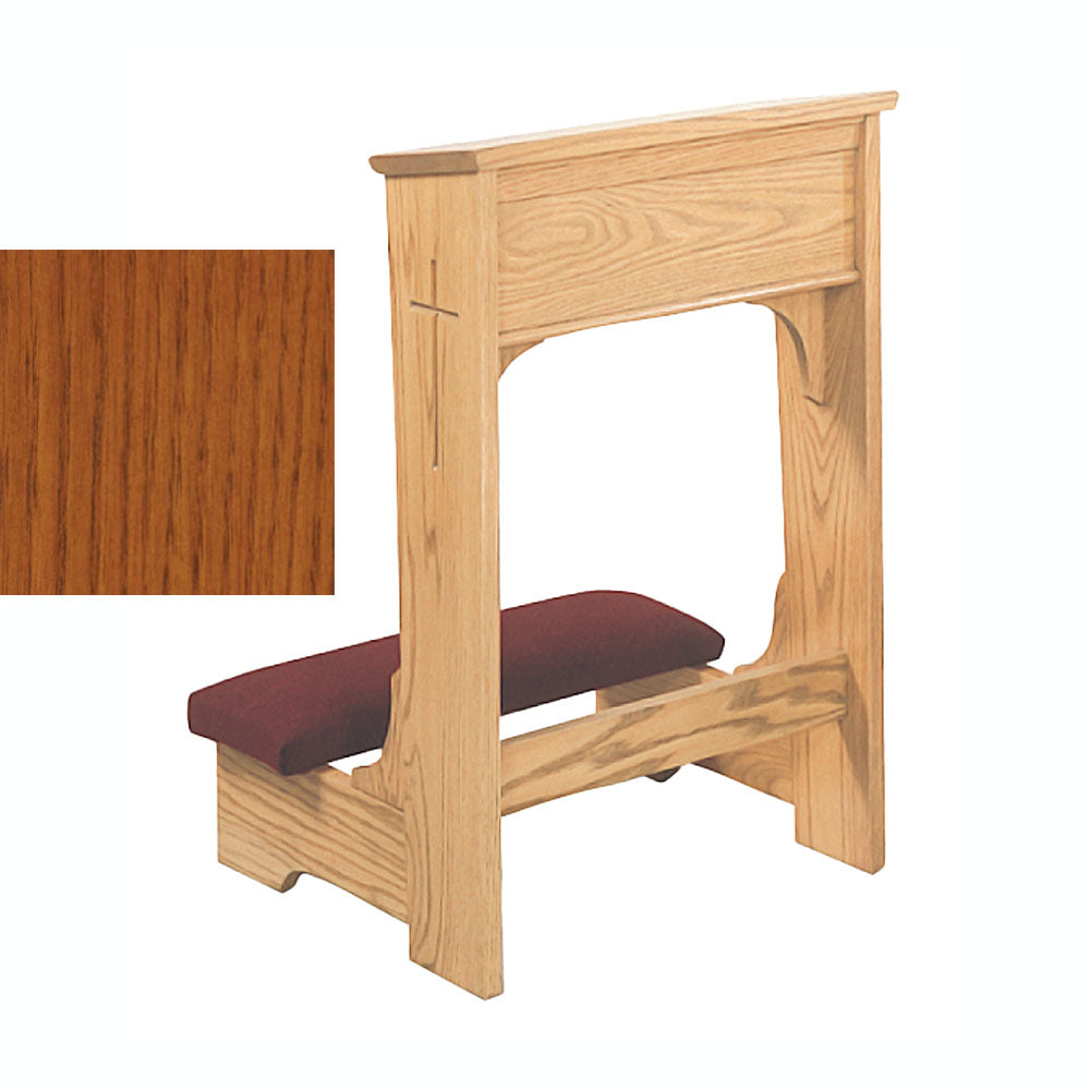 Sunset Finish Open Front Kneeler with Engraved Cross W57