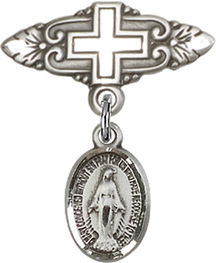 Infant's Sterling Miraculous Medal on Bar Pin  0702MSS/0731S