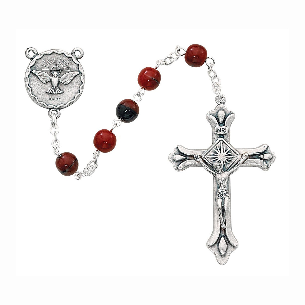 7mm Holy Spirit Red & Black Rosary no. 833R