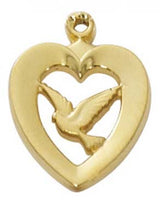 Dove in Heart Necklace in 18kt Gold plate over Sterling Silver  J638