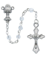 Crystal First Communion Rosary in Cross Box