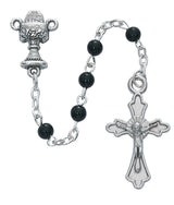 Black First Communion Rosary in Cross Box