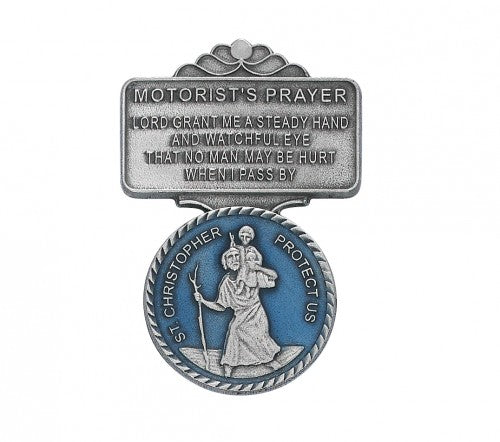 Blue Enameled St Christopher Visor Clip VC-867