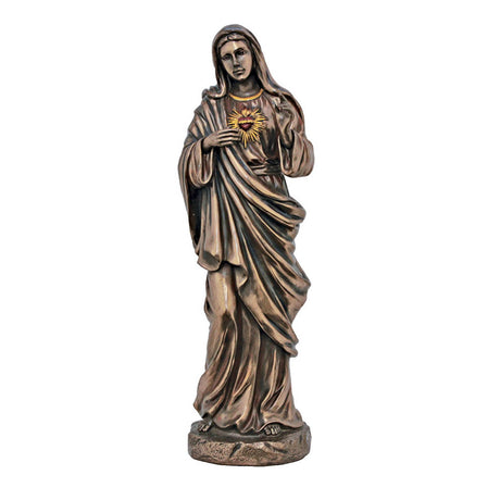 Immaculate Heart of Mary 11 inch Statue in Cold-cast Bronze
