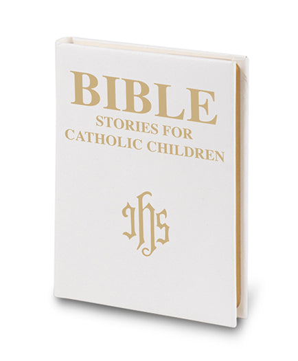 Bible Stories For Catholic Children - White Padded Leatherette