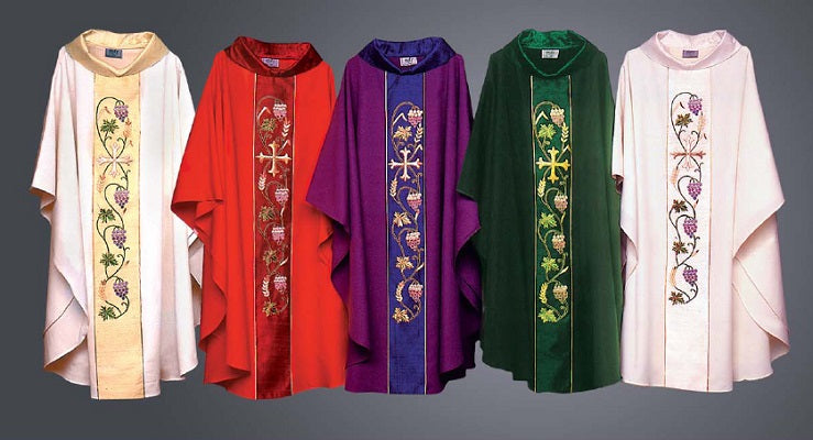 Vines & Wheat Hand Embroidered Chasuble HB135