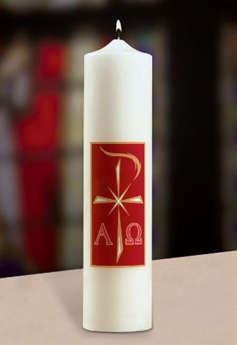 3x12 Alpha Omega Pillar Christ Candle - Plain End