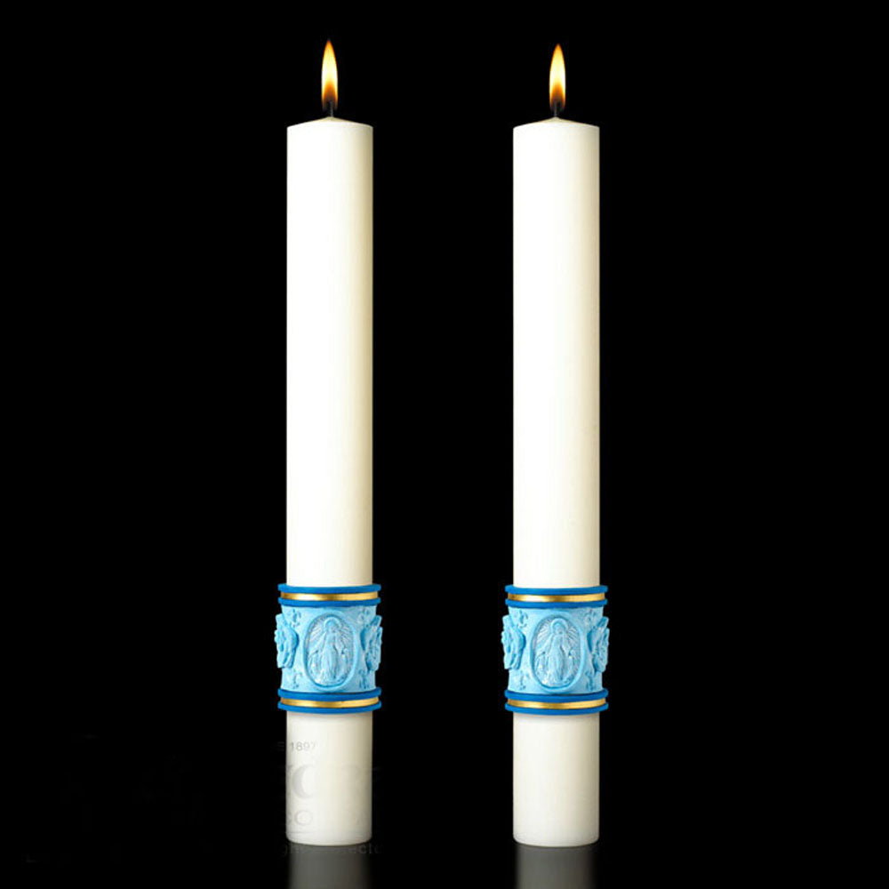 Most Holy Rosary Complementing 2ct Altar Candle Set