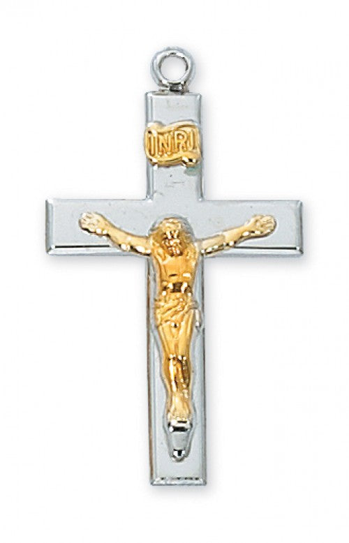 Tu-Tone Sterling Silver Crucifix no. L7019