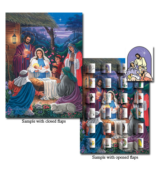 Mini Blue Nativity Advent Calendar with Envelope