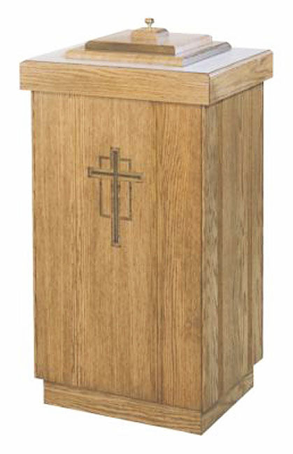 Oak Baptismal Font with Cross No. 565