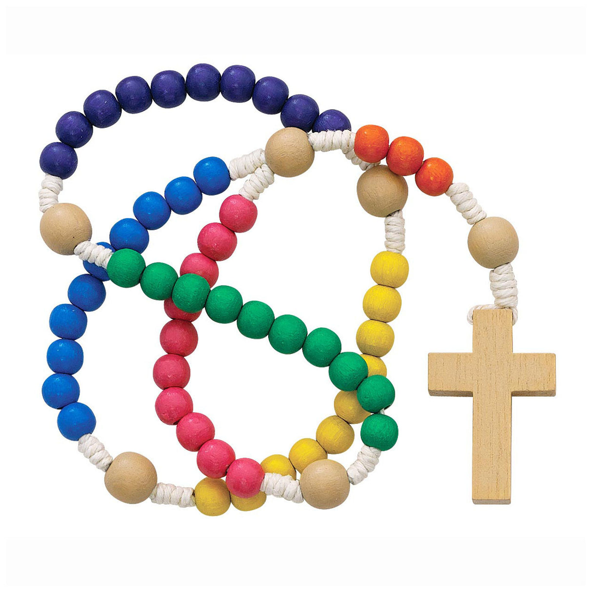 Children's Multi Color Wood Cord Rosary no. 628R