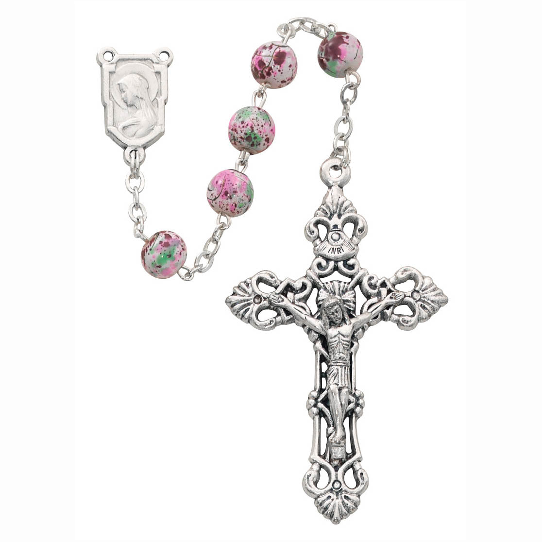 Italian White Cloisonne Rosary no. 619R