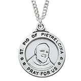 Saint (Padre) Pio Pietrelcina Sterling Silver Medal   L600PP