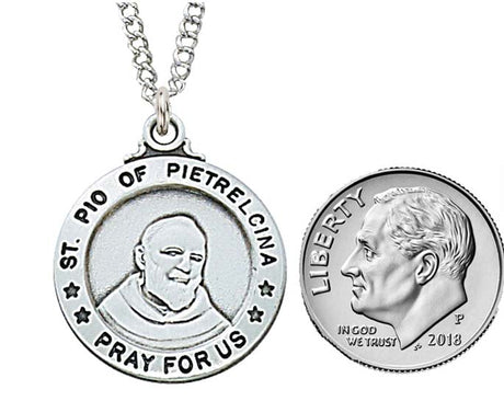 Saint (Padre) Pio Pietrelcina Sterling Silver Medal   L600PP