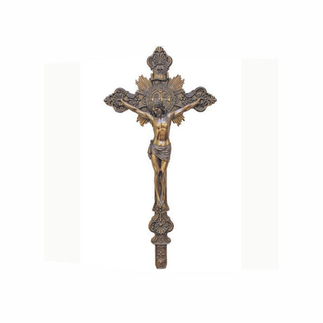 24 inch Standing Benedict Crucifix with Antiqued Bronze Finish