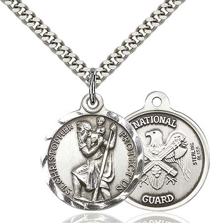 Sterling Silver St. Christopher National Guard Pendant  0192SS5/24S