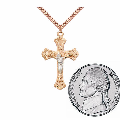 Rose Gold and Sterling Silver Two-Tone Crucifix  No. JR9210