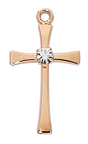Rose Gold and Sterling Silver Cross with Crystal  No. JR9208