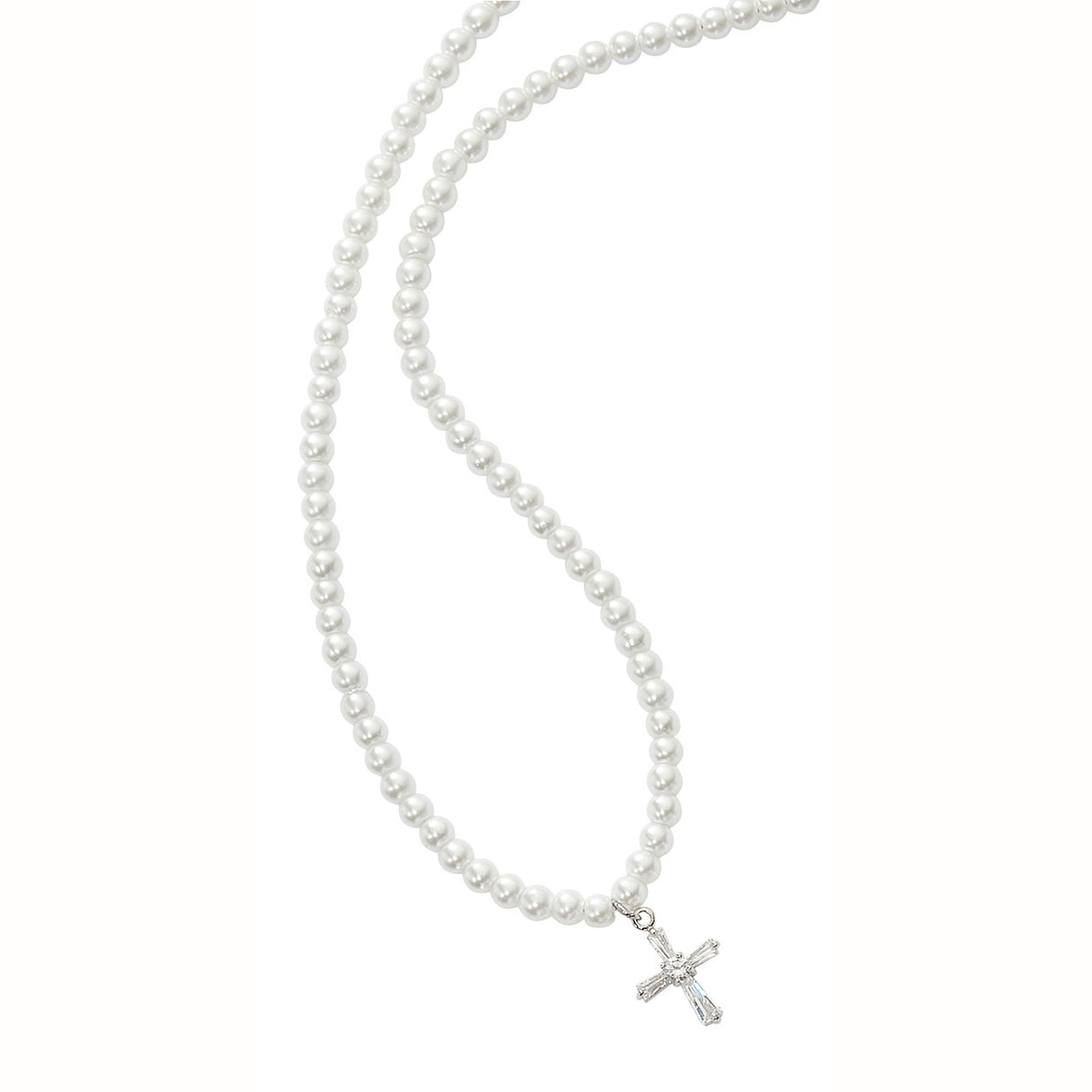 Pearl and Crystal Cross Necklace NK132C