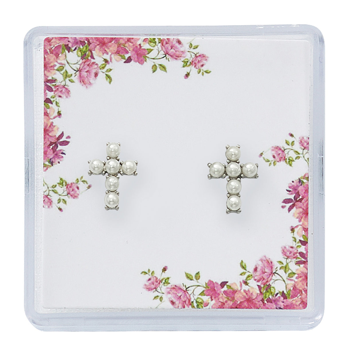 Pearl Cross Earrings