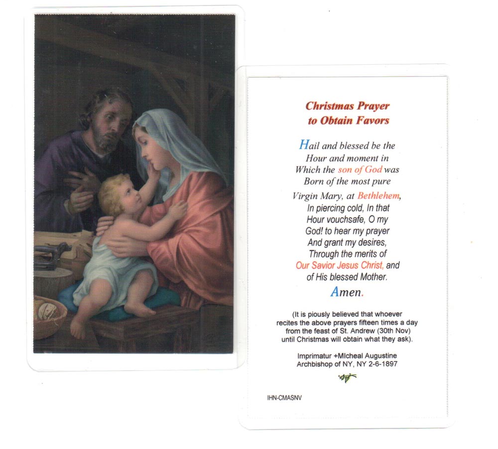 Christmas Novena Laminate Prayer Cards