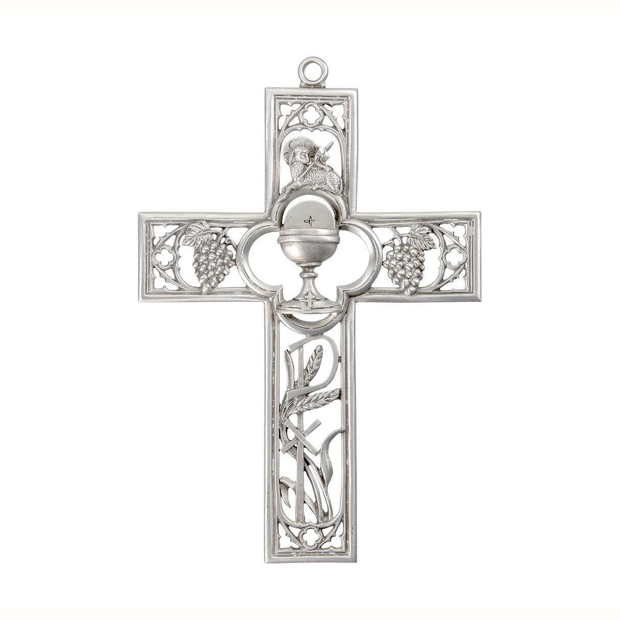 6 inch Pierced Pewter Communion Chalice Cross