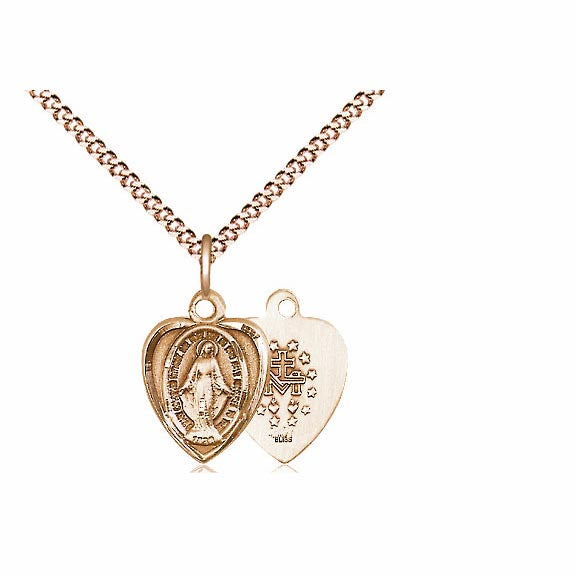 Small Heart Shaped Miraculous Medal in Gold Filled 0706MGF