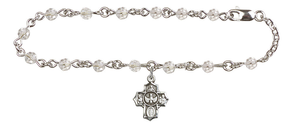 4mm Swarovski Bead 5 Way Cross Bracelet B2004CSW-3190