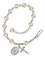 Faux Pearl Heart Communion Rosary Bracelet RB0904