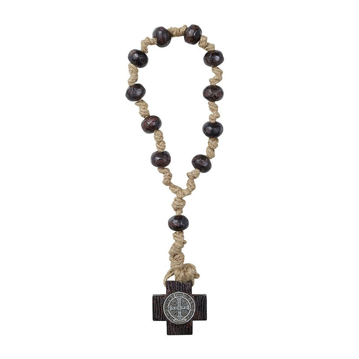 St Benedict Wood & Jute Door Rosary