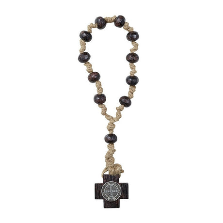 St Benedict Wood & Jute Door Rosary