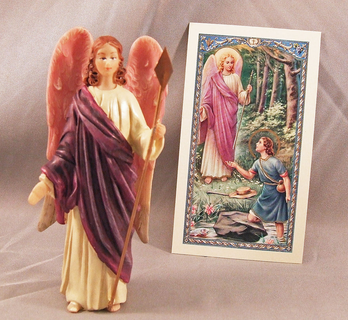 St Raphael 3.5 inch boxed figure and holy card