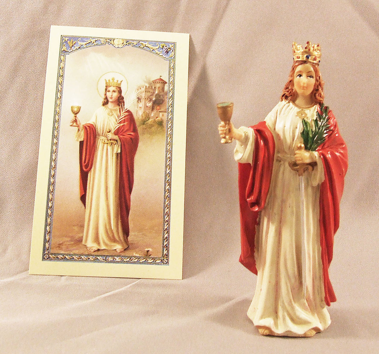St Barbara 3.75 inch boxed figure and holy card