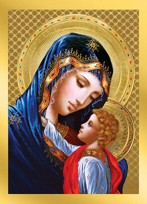 Madonna & Child Foil Gold Christmas Mass Cards - 50ct.