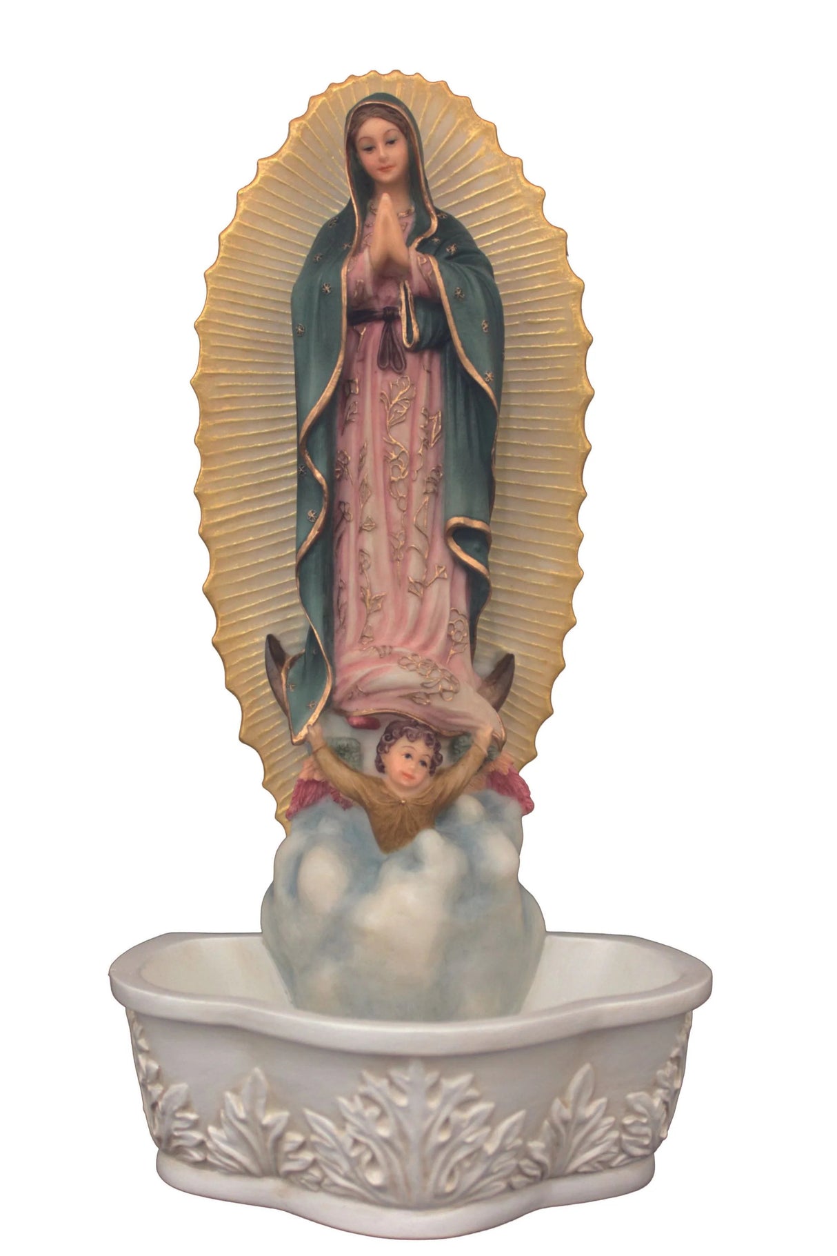 Our Lady of Guadalupe Holy Water Font in Handpainted Color