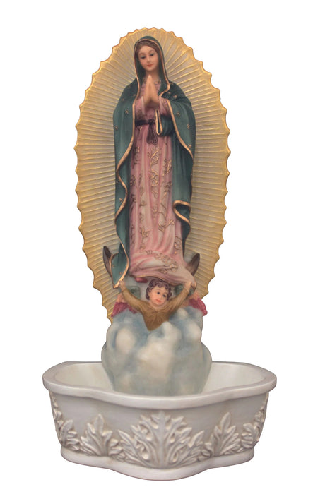 Our Lady of Guadalupe Holy Water Font in Handpainted Color