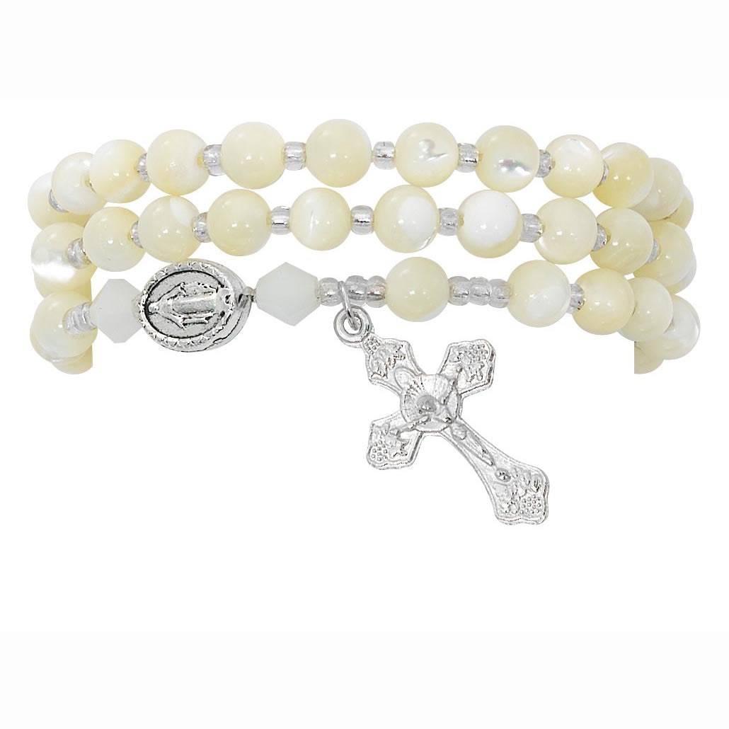 Mother of Pearl Twistable Rosary Bracelet  BR647C