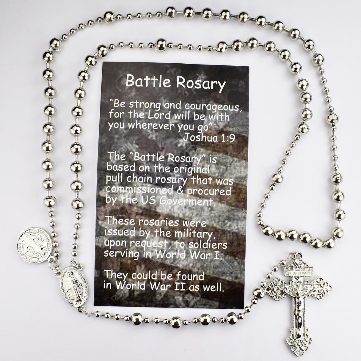 Silver Plate St Benedict Battle Rosary P415BC