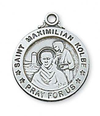 Saint Maximillan Kolbe Sterling Silver Medal   L600MX
