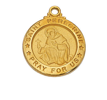 Small St Peregrine Gold over Sterling Silver Necklace  J700PE