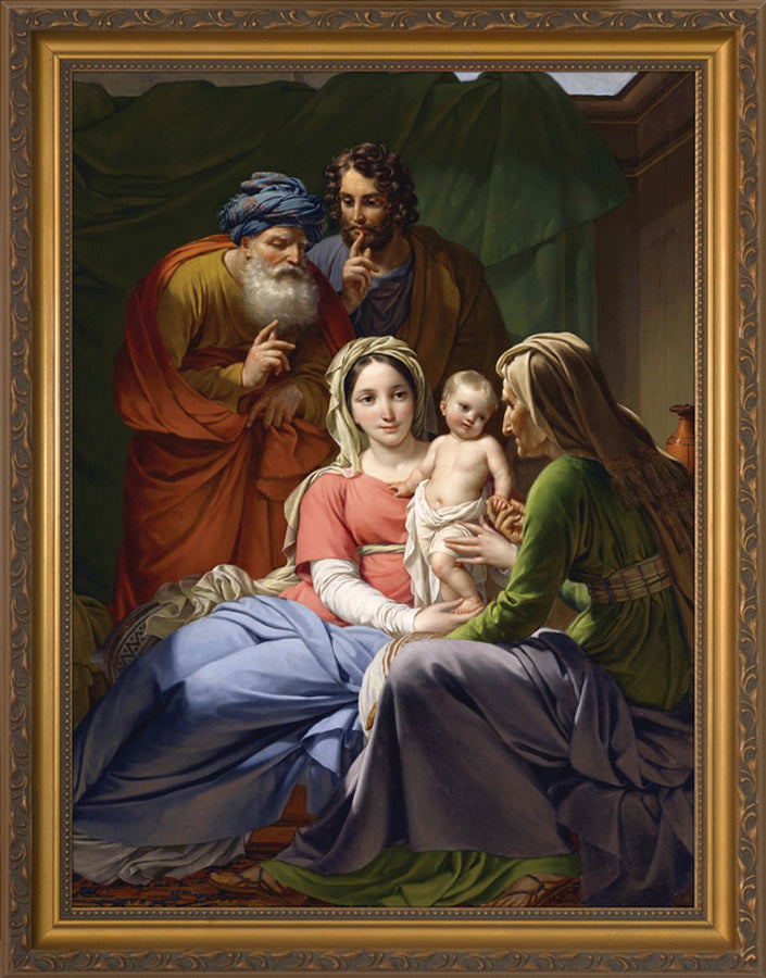 Holy Family with Grandparents Gold Framed Print  16x24 inch