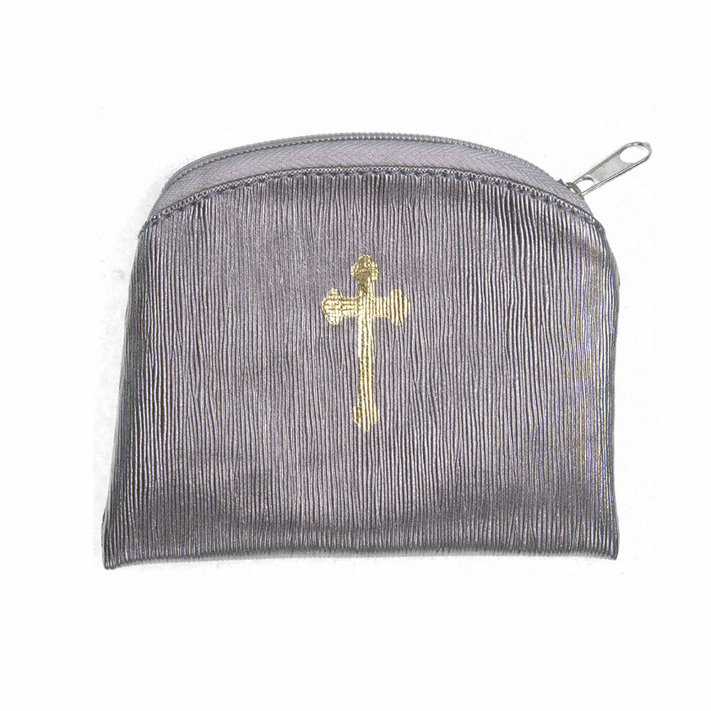 Pewter Grey "Raw Silk Look"  Rosary Case
