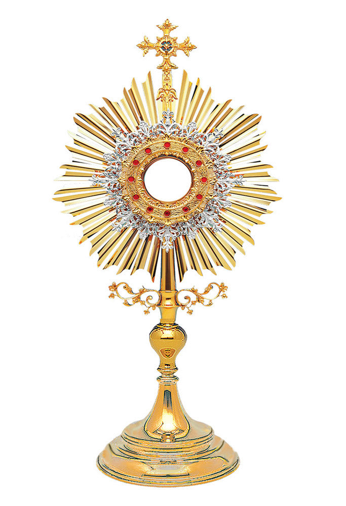 Roman Monstrance with Red Stone Accents-10-416