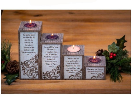 Love-Hope-Peace-Joy Pillar Advent Holder for Tealights