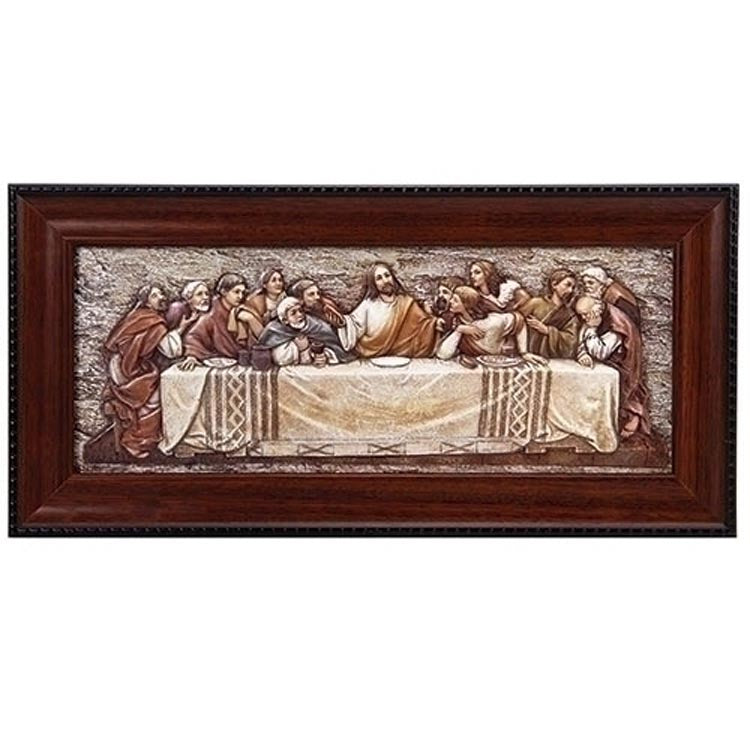 14in Last Supper Plaque Framed