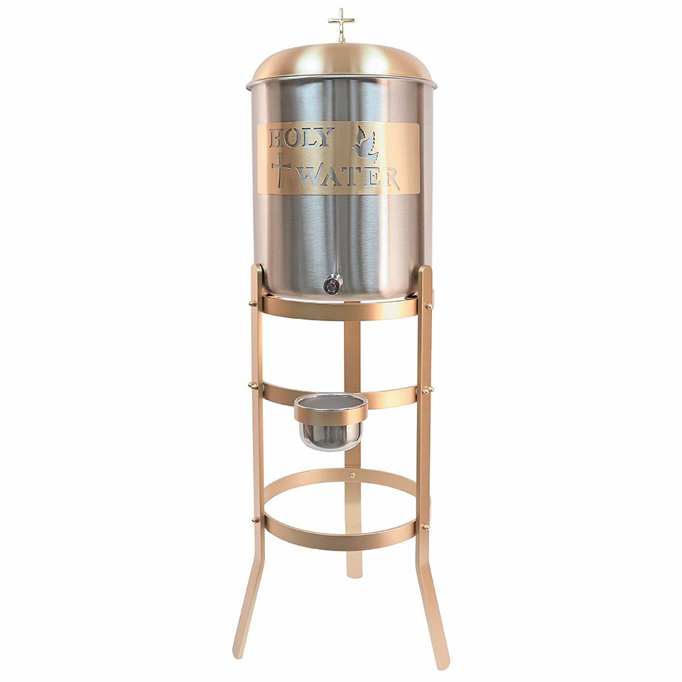 Holy Water Tank with Bronze Plate Stand K450